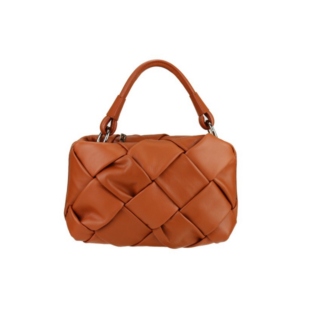 Brown Braided Leather Bag