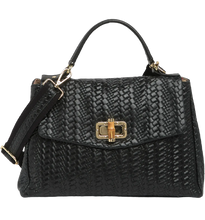 Load image into Gallery viewer, Black Handle Leather Satchel