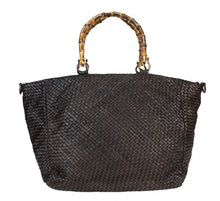 Load image into Gallery viewer, Sofia Bamboo Handle Bag Dark Brown