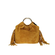 Load image into Gallery viewer, Daniela Suede Bag with Fringe Mustard
