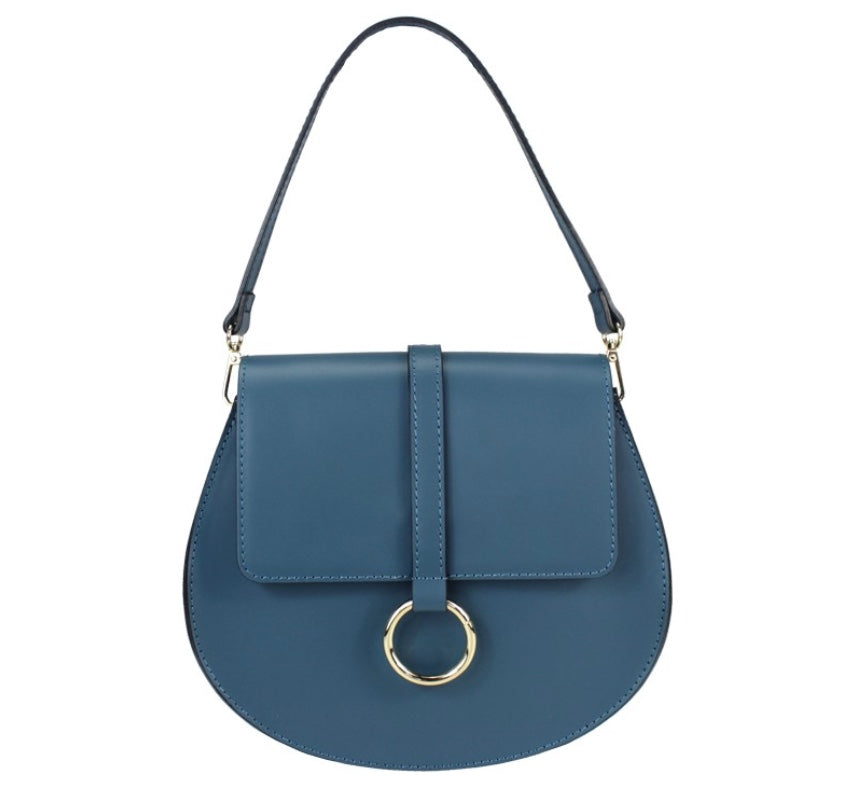 Felicia Round Leather Bag Blue