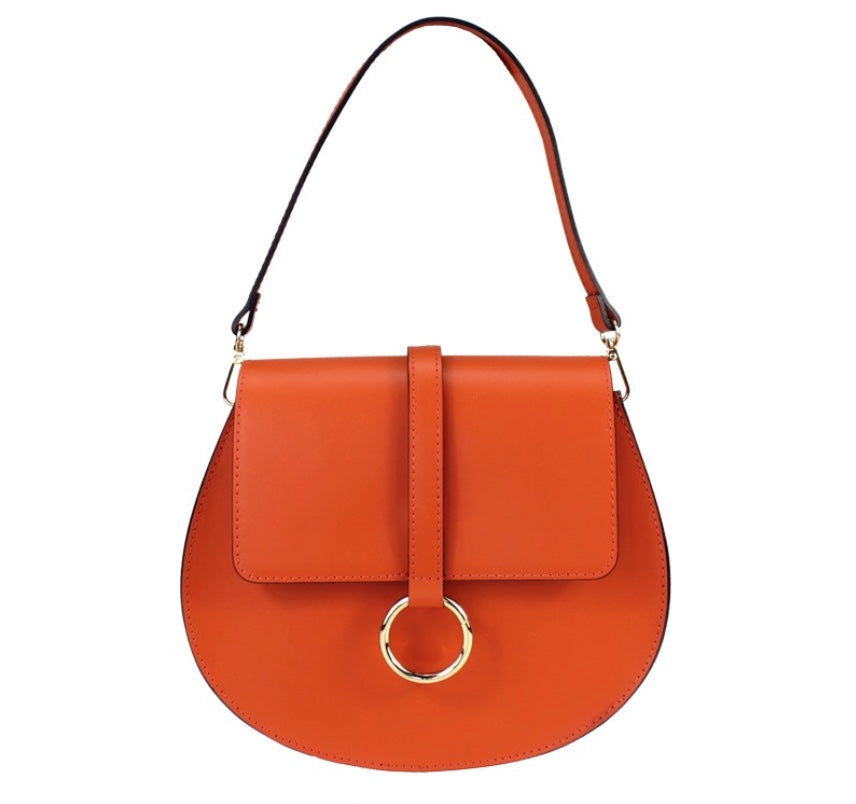 Felicia Round Leather Bag Orange