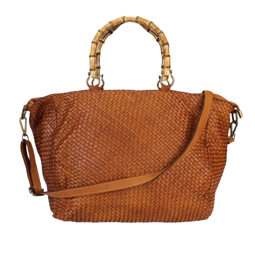 Sofia Bamboo Handle Bag Brown