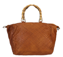 Load image into Gallery viewer, Sofia Bamboo Handle Bag Brown
