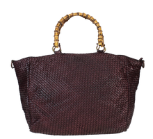 Load image into Gallery viewer, Sofia Bamboo Handle Bag Plum
