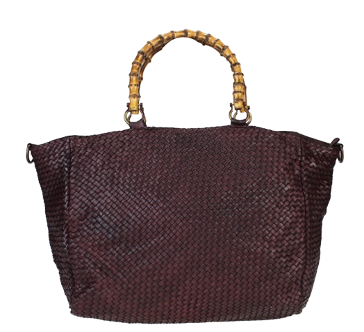 Sofia Bamboo Handle Bag Plum