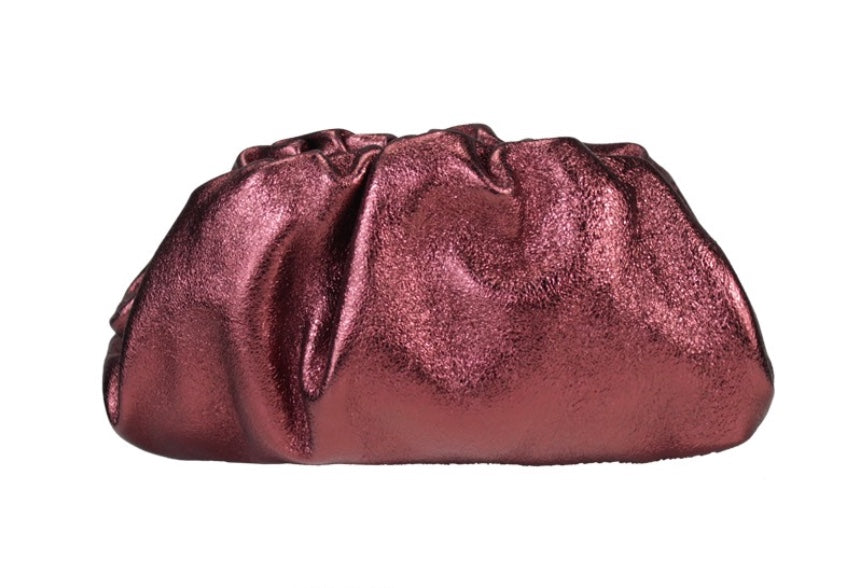 Beatrice Berry Leather Clutch Wine