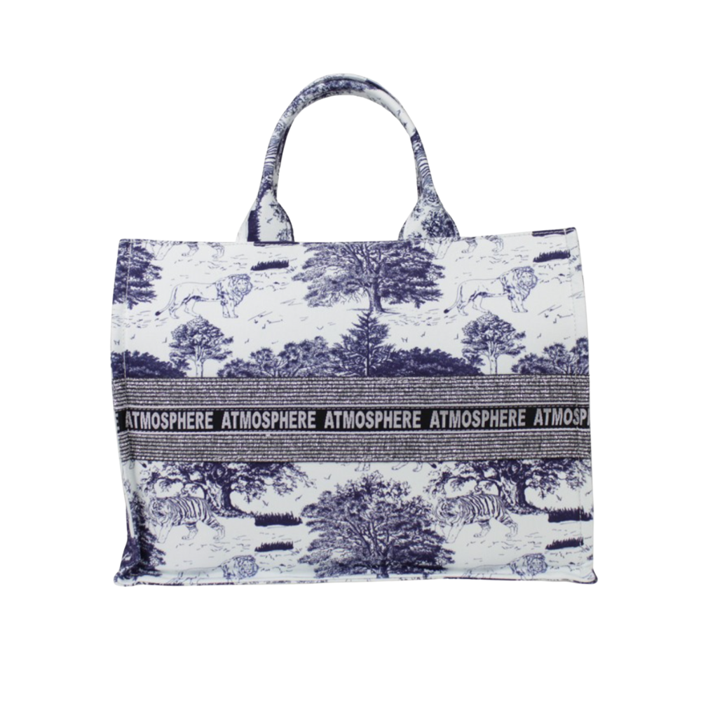 Blue Textile Handbag